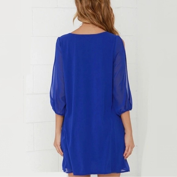Lulus Royal blue split sleeve shift dress size small - Picture 4 of 10